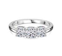 TJC 1 Ct Lab-Grown Diamond Trilogy Ring - 9K White Gold - Three-Stone Engagement or Anniversary Ring - SGL Certified VS-G/H Diamonds - Elegant Jewelry for Women - Size L