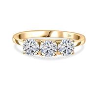 TJC 1 Ct Lab-Grown Diamond Trilogy Ring - 9K Yellow Gold - Three-Stone Engagement or Anniversary Ring - SGL Certified VS-G/H Diamonds - Elegant Jewelry for Women - Size L