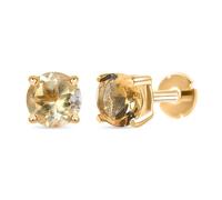TJC 18K Yellow Gold Plated Silver Solitaire Stud Earring for Women, Classic Citrine Screw Back November Birthstone Helix Tragus Lobe Piercing
