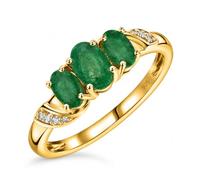 TJC 3 Stone Trilogy Emerald Ring for Women 925 Sterling Silver, Size M