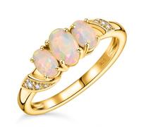 TJC 3 Stone Trilogy Opal Ring for Women 925 Sterling Silver, Size M