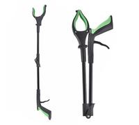 TJC 32inches Foldable Litter Pickers with LED Light, Grabber Stick, Helping Hands for Adults, Disabled Heavy Duty Pick Up Stick Rotating 360 Degree Reaching Aids for Elderly - Green