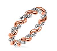 TJC 925 Sterling Silver Rings for Women Twist Silver Band Ring for Women with Platinum, Rose Gold Plating | Ladies Rings | Promise Band Ring for Men Size T