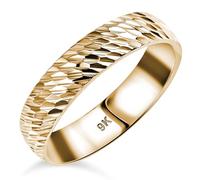 TJC 9ct Gold Ring for Women - Textured Plain Gold Band Ring, 5mm Width, Ladies Ring, 1.33 Grams