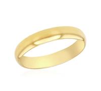 TJC 9ct Yellow Gold Comfort Fit 4mm Plain Wedding Band Ring for Women | Genuine 9K Gold Plain Band, Rounded Profile, Polished Finish, Ladies Gold Ring, Wedding and Anniversary Jewellery