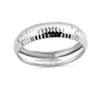 TJC 9K White Gold Wedding Band Ring for Women & Men 6mm Diamond Cut Plain Stackable Ring, Minimalist Unisex Gold Promise Engagement Band Jewellery Gift for Her Him Size V