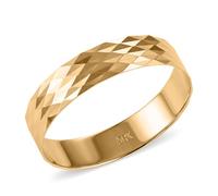 TJC 9K Yellow Gold Wedding Band Ring 5mm Diamond Cut Solid Gold Ring for Women & Men, Stackable Gold Band, Unisex Engagement, Anniversary Ring, Ladies & Mens Fine Gold Jewellery Gift Size N