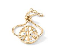 TJC Adjustable Tree of Life Moissanite Silver Ring for Women, Bolo Slider Ring Size L-T, Gold Plated, Diamond Look Family Symbol Ring, One Size Fits All Jewellery Gift for Her, Daughter, Wife