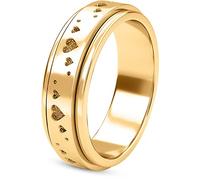 TJC Anxiety Fidget Ring for Men & Women, 925 Sterling Silver Meditation Spinner Ring, Anti Stress Rotating Worry Band, Heart Engraved 18K Vermeil Yellow Gold Plated Ring for Women, Comfort Fit Size I