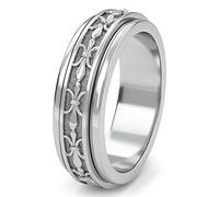 TJC Anxiety Fidget Ring for Men & Women, 925 Sterling Silver Meditation Spinner Ring, Anti Stress Rotating Worry Band, Vintage Theme Engraved 18K Vermeil Yellow Gold Plated Ring, Comfort Fit Size I