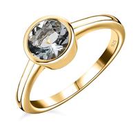 TJC Aquamarine Solitaire Ring for Women Engagement Ladies Rings in 14ct Yellow Gold Plated 925 Sterling Silver Size Q Bezel Setting Blue Coloured March Birthstone Metal Wt. 2.3 Grams