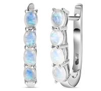 TJC Birthstone Hoop Earrings for Women 925 Sterling Silver, Platinum and 18K Vermeil Yellow Gold Plated, Silver Hoop Earrings with Gemstones, Danity Ladies Jewellery Gift for Her