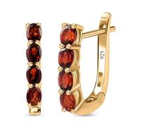 TJC Birthstone Hoop Earrings for Women 925 Sterling Silver, Platinum and 18K Vermeil Yellow Gold Plated, Silver Hoop Earrings with Gemstones, Danity Ladies Jewellery Gift for Her