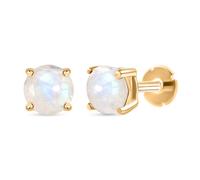TJC Birthstone Solitaire Poke-Free Earrings for Women Silver Flat Back 5mm | All Months Birthstone Hypoallergenic Earrings, 5mm Studs, Rhodium & 18K Gold Vermeil, Gift for Her