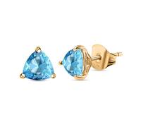 TJC Blue Topaz Solitaire Stud Earrings for Women in 14ct Gold Plated 925 Sterling Silver Gift/November Birthstone