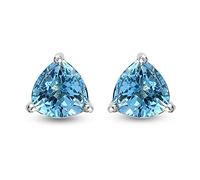 TJC Blue Topaz Solitaire Stud Earrings for Women in Platinum Plated 925 Sterling Silver Gift November Birthstone