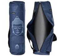TJC Buddha Print Portable Yoga Mat Bag with Storage Pockets and Adjustable Shoulder Strap Yoga Mat Carry Luggage Bag 100% Polyester Durable Lightweight Side Washable Travel 70x20x1 Cm - Navy Blue