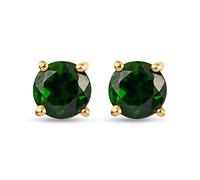 TJC Chrome Diopside Solitaire Stud Earrings for Women in Yellow Gold Plated 925 Sterling Silver Prongs Setting Metal Wt. 0.47 Grams