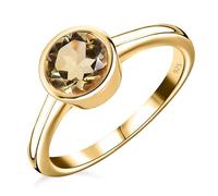 TJC Citrine Solitaire Ring for Women Engagement Ladies Rings in Yellow Gold Plated 925 Sterling Silver Size O Bezel Setting Metal Wt. 2.4 Grams