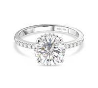 TJC Crown Inspired Moissanite Solitaire Engagement Ring for Women 925 Sterling Silver Rhodium Plated, Hidden Halo Diamond Alternative Ring, Promise Wedding Anniversary Jewellery Gift for Her Size R