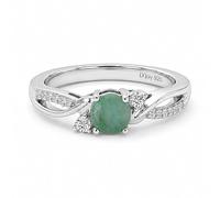 TJC Emerald Birthstone Solitaire Ring for Women, 925 Sterling Silver, Moissanite Accent Infinity Twisted Vine Promise Engagement Ring, Rhodium Plated May Birthstone Jewellery Gift for Her Size T