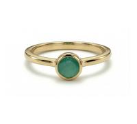 TJC Emerald Solitaire Ring for Women in Yellow Gold Plated 925 Sterling Silver Size K Bezel Setting Green Coloured May Birthstone Metal Wt. 2 Grams