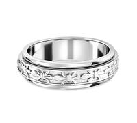 TJC Fleur De Lis Spinner Ring for Women in Platinum Plated 925 Sterling Silver Size X with High Gloss Metal Wt. 5.14 Grams