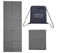 TJC Foldable Travel Yoga Mat 6MM - Non Slip Lightweight Portable Gym Fitness Training Pilates Exercise Mat - Indoor Outdoor Workout Yoga Mats for Women & Men - 188 x 63 CM - Grey