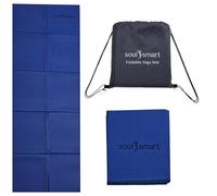 TJC Foldable Travel Yoga Mat 6MM - Non Slip Lightweight Portable Gym Fitness Training Pilates Exercise Mat - Indoor Outdoor Workout Yoga Mats for Women & Men - 188 x 63 CM - Blue