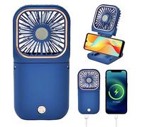 TJC Folding Handheld Fan 3000 mAh Power Bank with Neck Strap USB Rechargeable with 3 Speeds 180° Foldable Battery Powered Portable Mini Desk Fans for Office Outdoor Travel Holiday 8 hour Runtime Navy