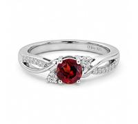 TJC Garnet Birthstone Solitaire Ring for Women, 925 Sterling Silver, Moissanite Accent Infinity Twisted Vine Promise Engagement Ring, Rhodium Plated January Birthstone Jewellery Gift for Her Size M