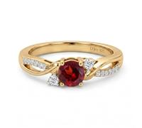 TJC Garnet Birthstone Solitaire Ring for Women, 925 Sterling Silver Moissanite Accent Infinity Twisted Vine Promise Engagement Ring, Yellow Gold Plated January Birthstone Jewellery Gift Size V