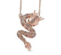 TJC GP Collection Dragon Necklace - Champagne Diamond, Kanchanaburi Blue Sapphire & Black Diamond Pendant - 18K Rose Gold Vermeil on Sterling Silver - 20 Inch Statement Designer Necklace