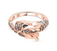 TJC GP Dragon Collection Natural Champagne Diamond (SI-CP), Green Diamond & Kanchanaburi Blue Sapphire Ring - 18K Rose Gold Vermeil on Sterling Silver - Sculptural Statement Ring Size R