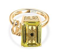 TJC GP Italian Garden Collection Green Gold Quartz, Blue Sapphire & White Zircon Frog Ring - 18K Yellow Gold Vermeil on Sterling Silver - Living Creature Designer Ring Size T