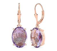 TJC GP Royal Collection by TJC Rose De France Amethyst, Blue Sapphire & White Zircon Lever Back Earrings - 18K Rose Gold Vermeil on Sterling Silver - Designer Crown Motif Earrings