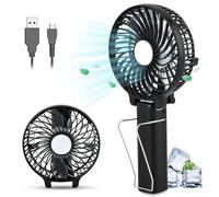 TJC Hand held Fan, Portable Fan USB Rechargeable with 3 Speeds 180° Foldable Battery Powered Personal Mini Small Electric Desk Fans for Kids Office Desktop Outdoor Travel Vacation Ceiling - Black