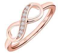 TJC Infinity Promise Ring for Women In Rose Gold Plated 925 Sterling Silver Cubic Zirconia CZ Forever Love Jewellery Rhodium Plated for Proposal Engagement Anniversary for Ladies Size Q, Pink