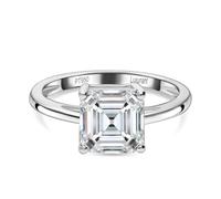 TJC Lab Grown Diamond Asscher Cut Solitaire Ring in 950 Platinum - SGL Certified 2 Ct Engagement Ring with VS Clarity & G-H Color - Luxury Jewelry for Women - Size N