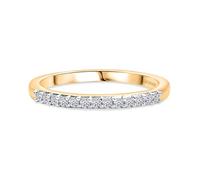 TJC Lab Grown Diamond Band Ring for Women - Half Eternity Style - SI-GH Round Cut Accent Stones - 18K Yellow Gold Vermeil Over Sterling Silver - Wedding or Stackable Ring Size S
