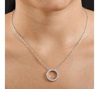 TJC Lab Grown Diamond Circle Pendant Necklace for Women- Rhodium Plated Sterling Silver - Openable Eternity Pendant - 0.25 Ct SI-GH Diamonds - 20" Chain - Modern Minimalist Jewellery Gift