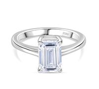 TJC Lab Grown Diamond Emerald Cut Solitaire Ring in 950 Platinum - SGL Certified 2 Ct Engagement Ring with VS Clarity & G-H Color - Luxury Jewelry for Women - Size S