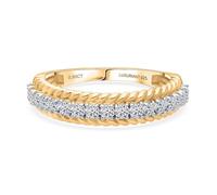 TJC Lab Grown Diamond Half Eternity Ring in 18K Vermeil Yellow Gold Plated Sterling Silver (SI-GH) - Rope Detail Band, Stacking Ring, Luxury Anniversary & Wedding Jewellery - 0.50 Ct - Size T