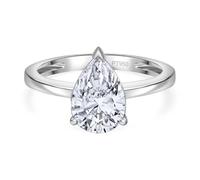 TJC Lab Grown Diamond Pear Cut Solitaire Ring in 950 Platinum - SGL Certified 2 Ct Engagement Ring with VS Clarity & G-H Color - Luxury Jewelry for Women - Size T