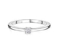 TJC Lab Grown Diamond Solitaire Ring for Women - Minimalist SI-GH Diamond in Sterling Silver - Engagement or Promise Ring - Size P