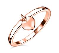 TJC Love Heart Charm Band Ring for Women in Rose Gold Plated 925 Sterling Silver Size O with High Gloss Metal Wt. 2.16 Grams