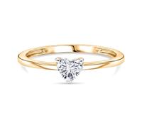 TJC LUXURIANT 0.5 Ct Lab Grown Diamond Solitaire Ring SI/GH in Sterling Silver with Rhodium Plating Heart Cut Diamond Classic Engagement Ring for Women Size L Luxury Gift Box Included
