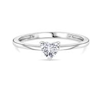 TJC LUXURIANT 0.5 Ct Lab Grown Diamond Solitaire Ring SI/GH in Sterling Silver with Rhodium Plating Heart Cut Diamond Classic Engagement Ring for Women Size T Luxury Gift Box Included