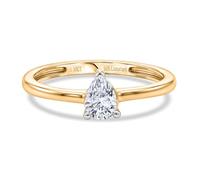 TJC Luxuriant 0.5Ct Lab Grown Diamond Ring for Women, Pear Solitaire Engagement & Wedding Ring in 925 Sterling Silver 18K Vermeil Yellow Gold Plated, SI/GH Ring Size K