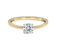 TJC LUXURIANT 0.5Ct Lab Grown Diamond Ring for Women, Round Solitaire Engagement & Wedding Ring in 925 Sterling Silver 18K Vermeil Yellow Gold Plated, SI GH, Ring Ring Size L